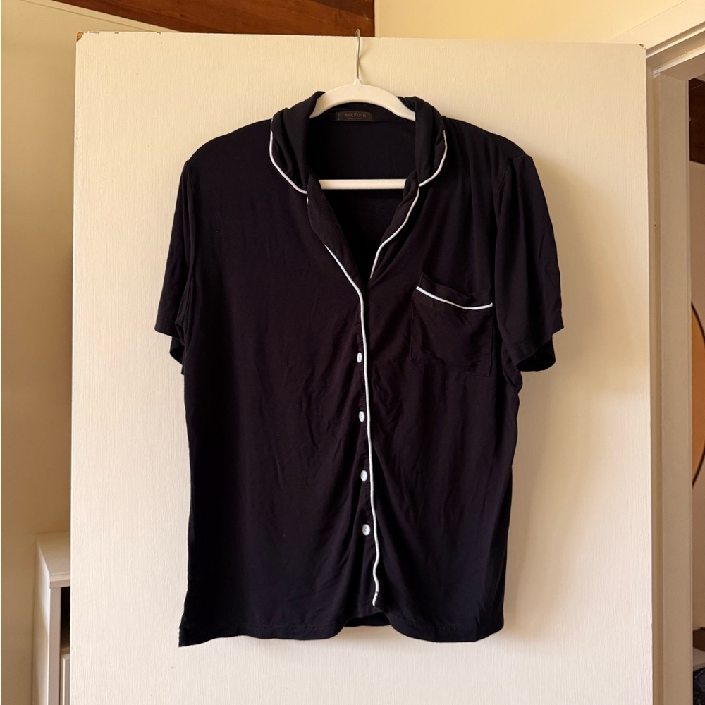 Set of 3 - Black Pajama Shirt with White Trim